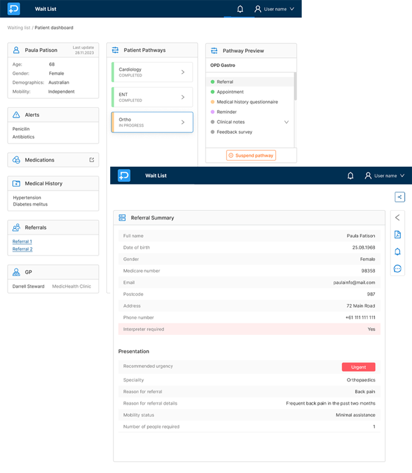 Easily design and deploy standardised clinical pathways with a simple, drag‑and‑drop interface.